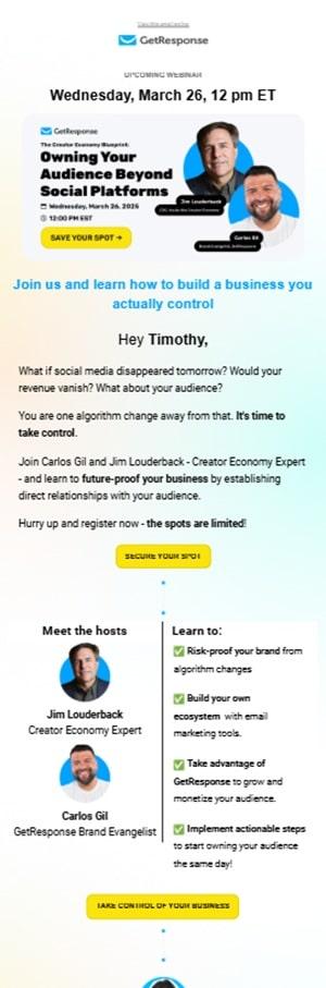Webinar promotion landing page